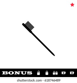 Toothbrush icon flat. Black pictogram on white background. Vector illustration symbol and bonus button open and closed lock, folder, star