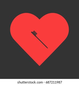 Toothbrush icon flat. Simple pictogram on heart background. Vector illustration symbol
