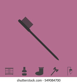 Toothbrush icon flat. Simple vector grey pictogram and bonus symbol
