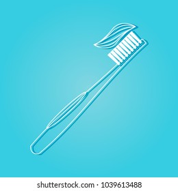 Toothbrush icon in flat style isolated on blue background. For your design, logo. Vector illustration