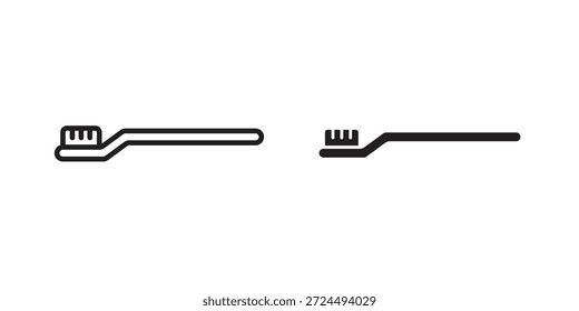 Ilustração do ícone da escova de dentes, vetor de linha fina, sinal de web design,