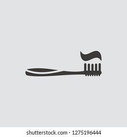Toothbrush icon isolated of flat style. Vector illustration.