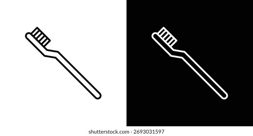Ícone da escova de dentes. Linha com traçado editável.