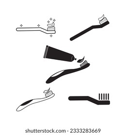 plantilla de diseño vectorial de icono de cepillo de dientes