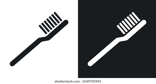 Toothbrush icon pack in black color.