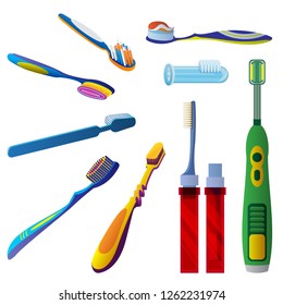 Toothbrush icon set. Cartoon set of toothbrush vector icons for web design