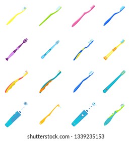 Toothbrush icon set. Flat set of toothbrush vector icons for web design