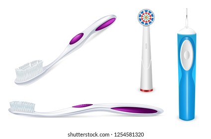 Toothbrush icon set. Realistic set of toothbrush vector icons for web design isolated on white background