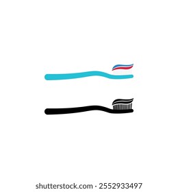 Diseño de Ilustración vectorial de signo de icono de cepillo de dientes.
