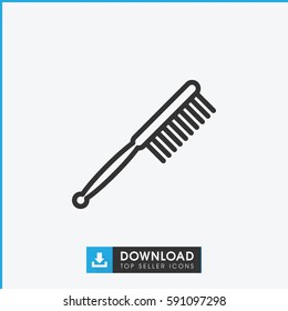 toothbrush icon. Simple outline toothbrush vector icon. On white background.