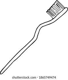 toothbrush icon, sticker. sketch hand drawn doodle. vector scandinavian monochrome minimalism. hygiene, teeth cleaning. health care