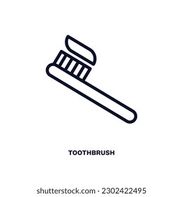 toothbrush icon. Thin line toothbrush icon from beauty and elegance collection. Outline vector isolated on white background. Editable toothbrush symbol can be used web and mobile