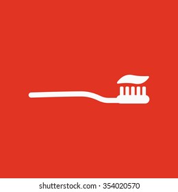 The toothbrush icon. toothpaste symbol. Flat Vector illustration