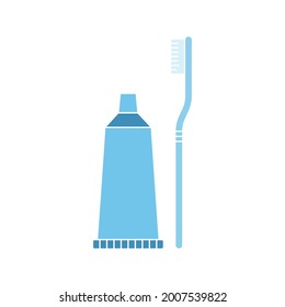 Toothbrush icon. Toothbrush with toothpaste. Vector illustration.