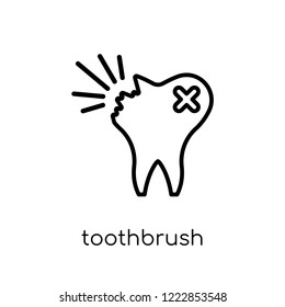 Toothbrush icon. Trendy modern flat linear vector Toothbrush icon on white background from thin line Dentist collection, editable outline stroke vector illustration