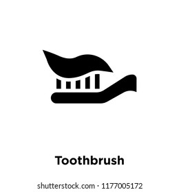 Toothbrush icon vector isolated on white background, logo concept of Toothbrush sign on transparent background, filled black symbol