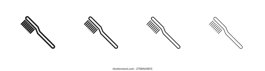 Zahnbürsten-Symbole in schwarzen einfachen Linienelementen.