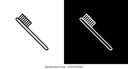 Toothbrush icons black and white vector, line icon set.