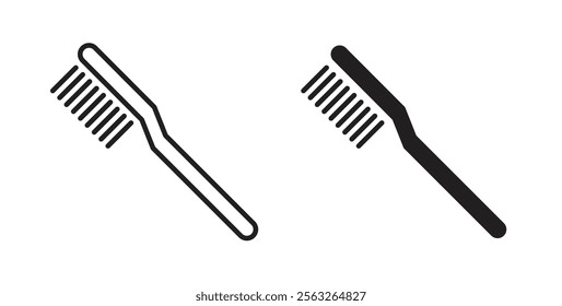 Toothbrush icons in flat and line style set.