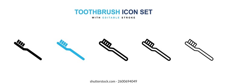 Toothbrush icons graphics set in black and blue colors