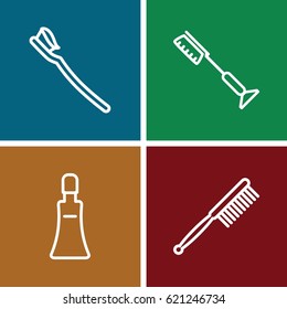 Toothbrush icons set. set of 4 toothbrush outline icons such as cream tube, toothbrush