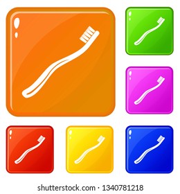 Toothbrush icons set collection vector 6 color isolated on white background