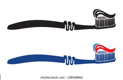 Toothbrush icons with toothpaste