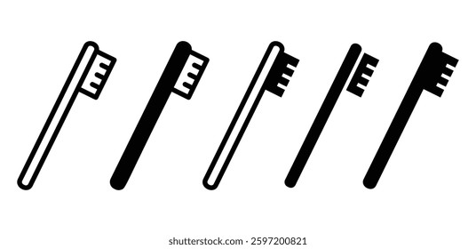 Toothbrush Icons Vector Design Black White Color Illustration on White Background
