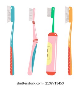 Toothbrush isolated on white background design element set
