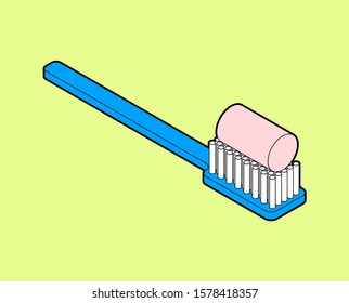 Toothbrush Isometric isolated. toothbrush head vector illustration
