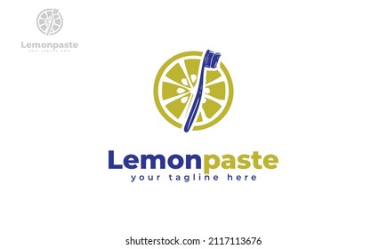 Toothbrush and lemon logo design. vector