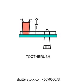 Toothbrush line icon. High quality outline pictograms for infographics, website or mobile app. Vector illustration of element for design company's visit card. logo, etc.