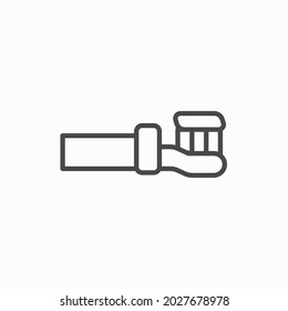 Icono de línea del cepillo de dientes, aislado en fondo blanco
