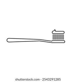 Toothbrush line icon on white, vector illustration