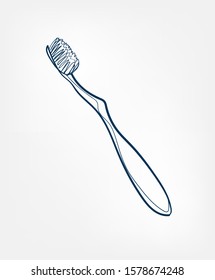 toothbrush line vector clip art isolated cosmetics