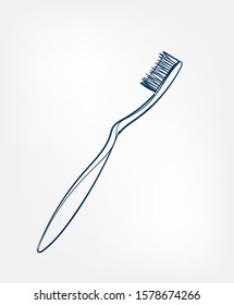 toothbrush line vector clip art isolated cosmetics