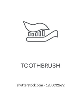Toothbrush linear icon. Toothbrush concept stroke symbol design. Thin graphic elements vector illustration, outline pattern on a white background, eps 10.