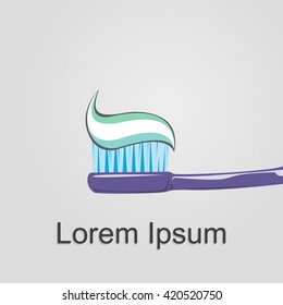 Toothbrush Logo on a grey background, template design element, Vector illustration - stock vector 