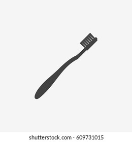 Toothbrush monochrome icon. Vector illustration.