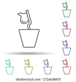 Icono multicolor de cepillo de dientes. Línea delgada simple, contorno vectorial de los iconos de limpieza para ui y ux, sitio web o aplicación móvil