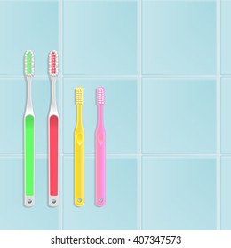 toothbrush on tiled floor vector