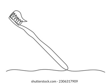 Toothbrush One line drawing on white background
