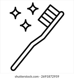Toothbrush Outline Icon Illustration Vector
