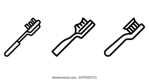 toothbrush outline or line icon design bundle.