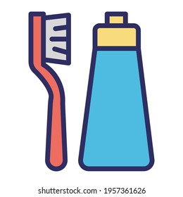 Toothbrush Outline vector icon which can easily modify or edit