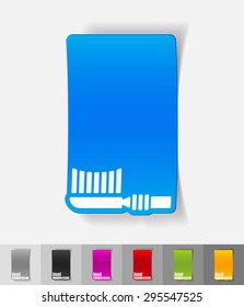 toothbrush paper sticker with shadow. Vector illustration
