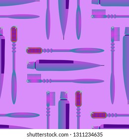 Toothbrush and pasta background - dentist pattern.
