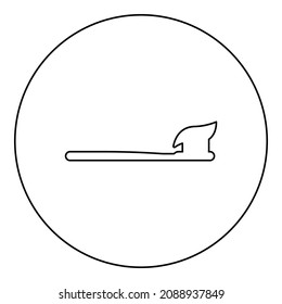 Toothbrush with pasta toothpaste Concept of dentistry icon in circle round black color vector illustration image outline contour line thin style simple