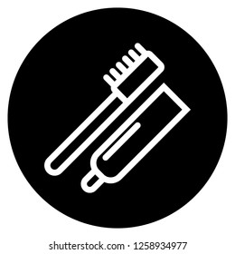 toothbrush and paste icon with black background,elegance art