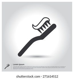 Toothbrush With Paste icon, pictogram icon on gray background. Vector illustration for web site, mobile application. Simple flat metro design style. Outline Icon. Flat design style